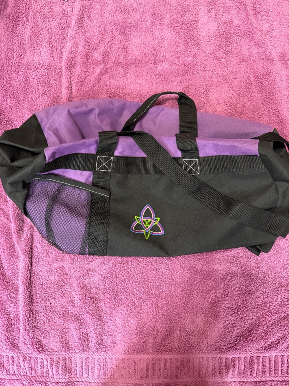 Black and Purple Women’s Duffel Bag - Lightweight Travel Tote